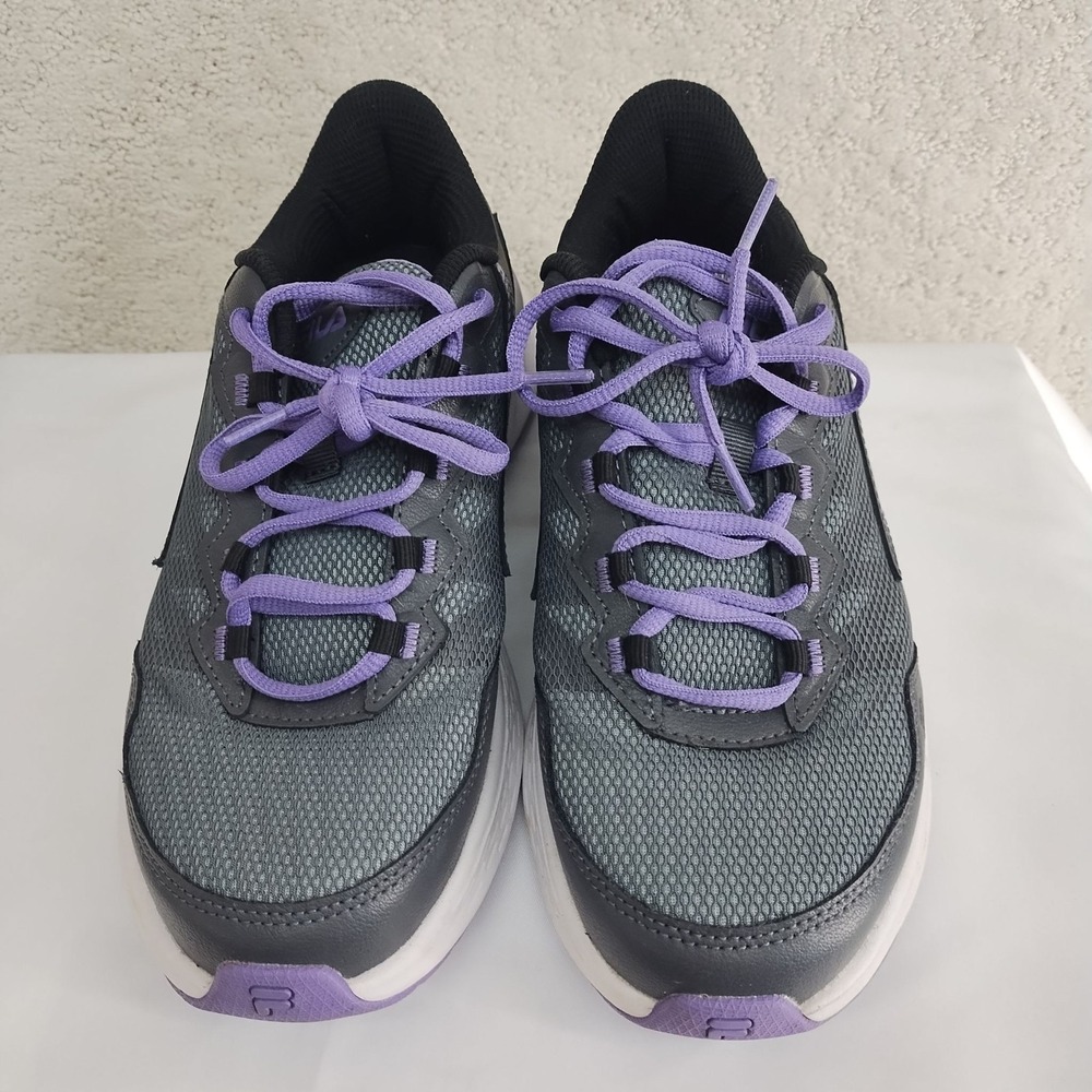 FILA Running Shoes Womens 8 Gray Purple Mesh Leather Low Top Sneakers Cushioned